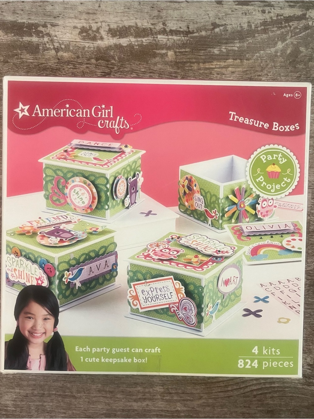 American Girl Kids Green Treasure Boxes Party Kit